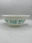 Vtg Pyrex 4QT Cinderella Mixing Bowl #444 Turquoise On White Butterprint