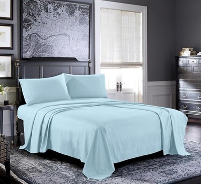 Pure Bedding Bed Sheets - Queen Sheet Set 4-Piece Sky Blue - Hotel Luxury 1800