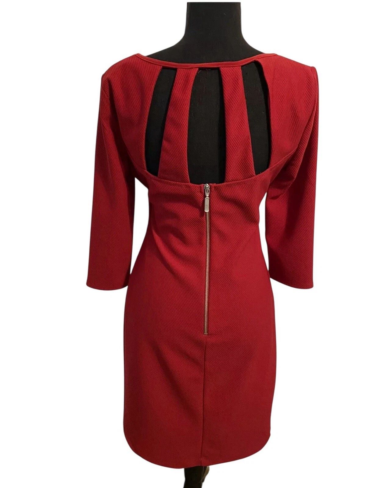 Abito donna Bisou Bisou taglia 8 rosso sexy schiena bodycon data notte San Valentino