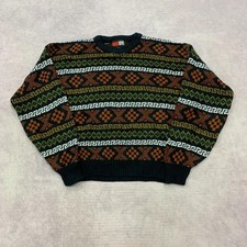 Vintage knitted jumper Abstract patterned knit sweater Women's M 12-14 