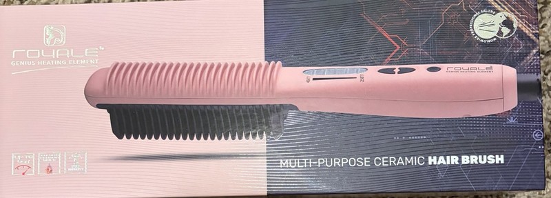 Royale Ceramic Infrared Straightening Brush 450°F Adjustable Heat Rose Gold