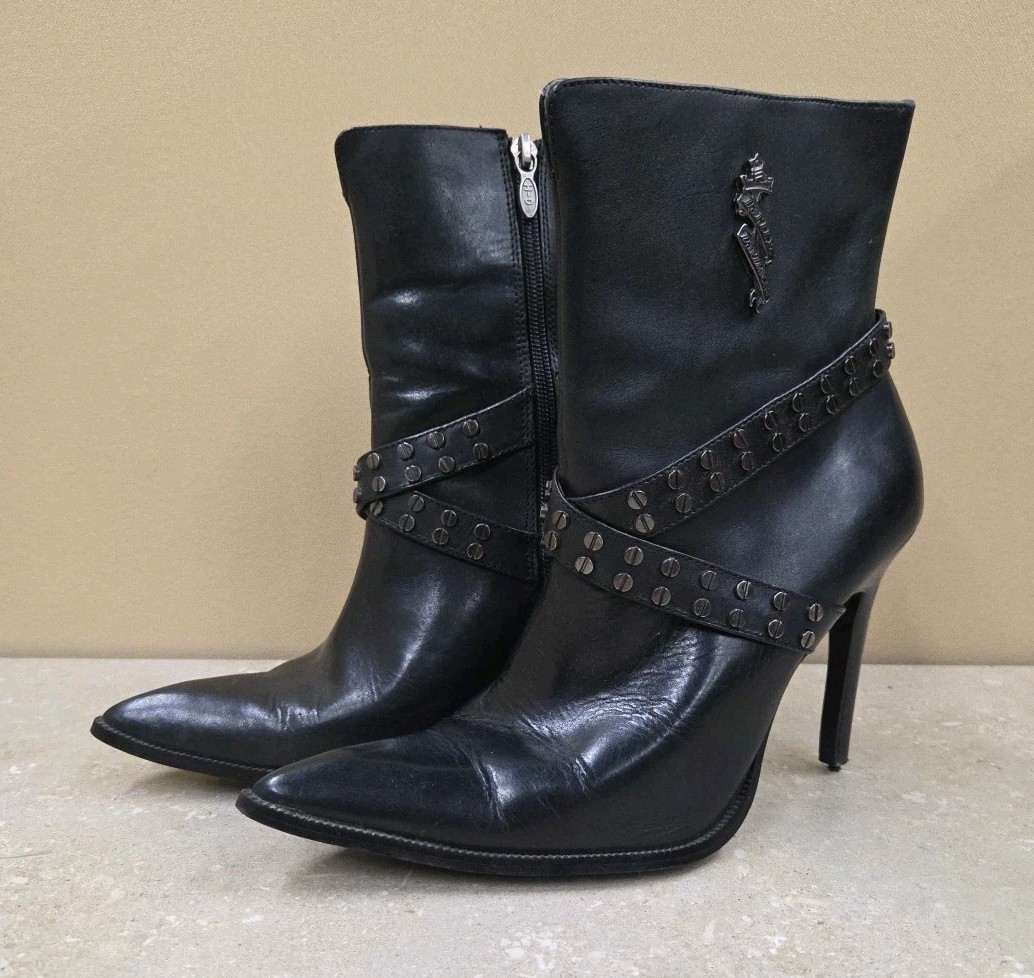 Botas de aguja Harley-Davidson negras con correa Desiree para dama talla 10M