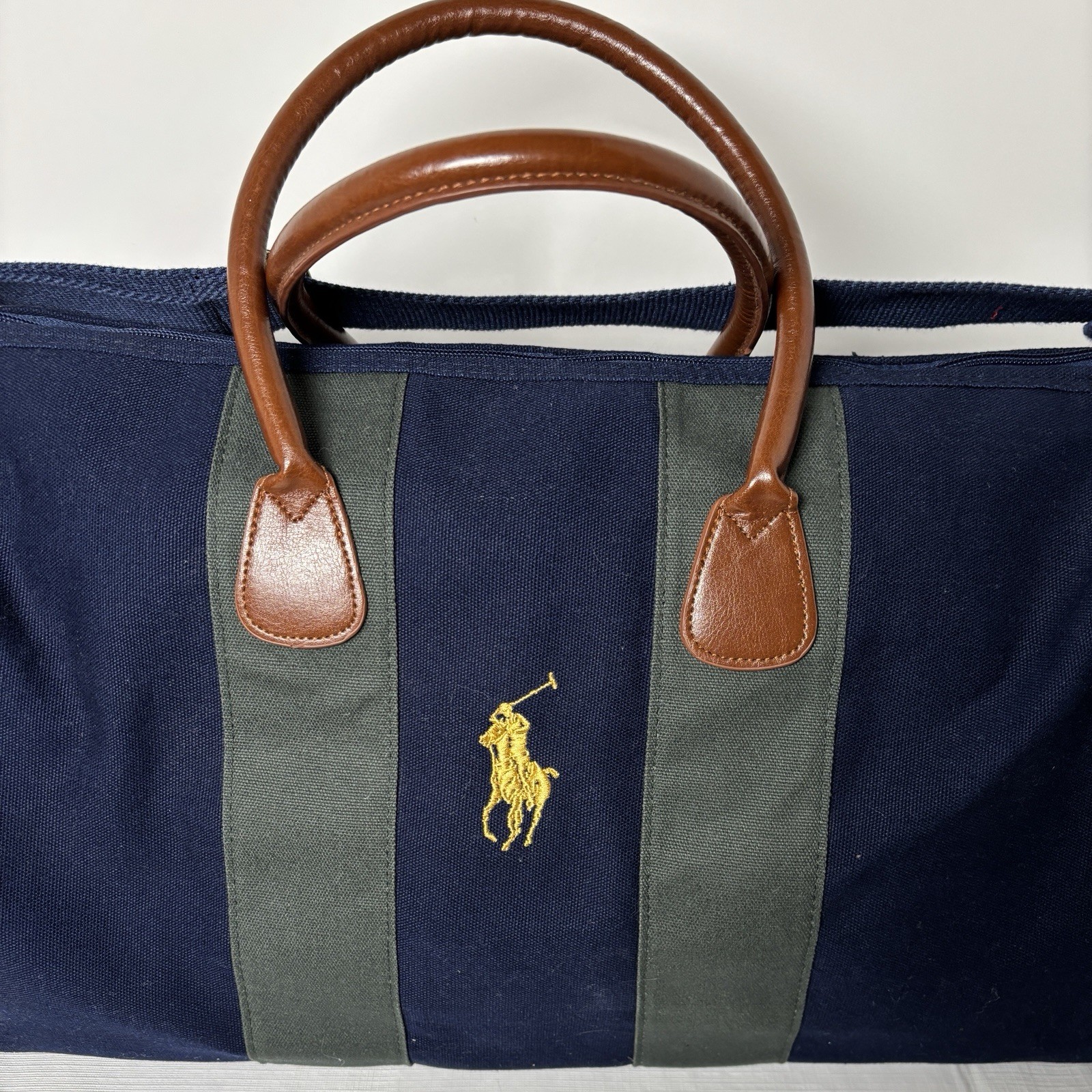 Borsone Vintage Ralph Lauren Fragranza Tela Blu Verde Rugby Giallo Pony