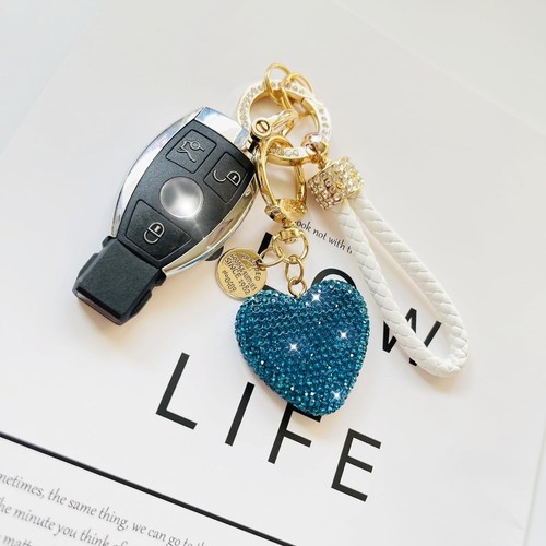 Arwrilt Cute Heart Crystal Keychain Set - Sparkly Rhinestone Key Fob With Mini Rings 14 thumbnail image