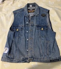 Vintage Harley-Davidson denim biker vest Size Xl
