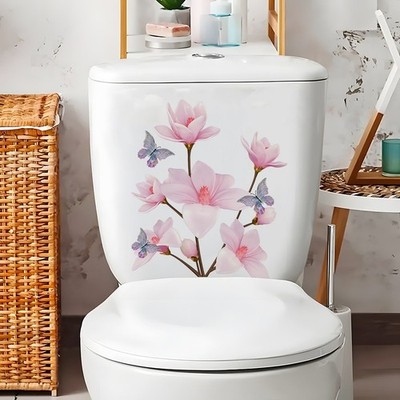 Butterfly Magnolia PVC Waterproof Decal for Bathroom Decoration