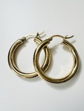 925 Sterling Silver 14k Gold Vermeil Textured Hoop Earrings