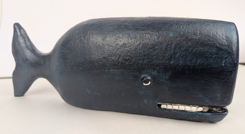 Handcrafted Blue Wooden Whale by Sea to Sea 10" Table Art Decor Joann Retired