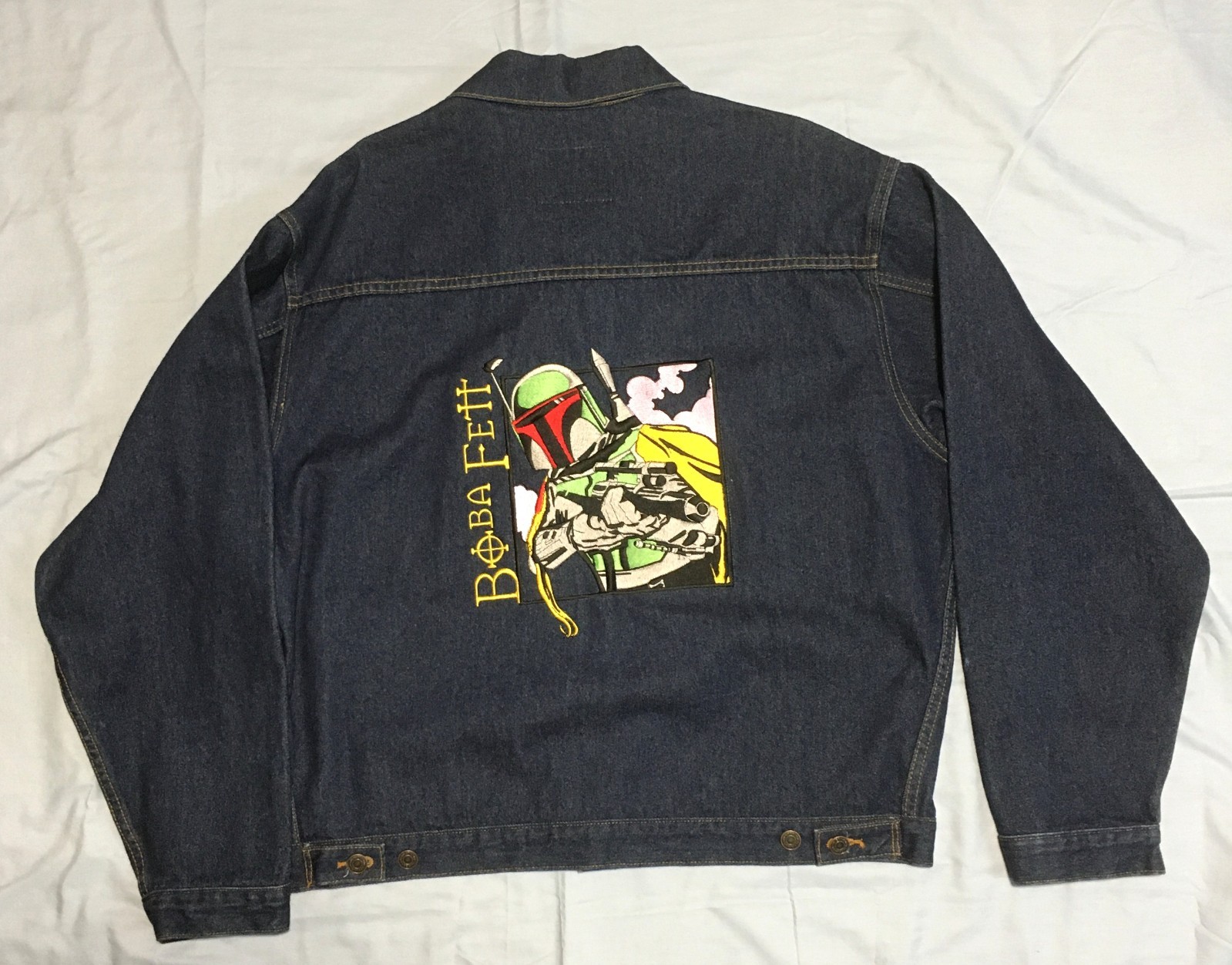 Vintage 1995 BOBA FETT Star Wars Fan Club Exclusive Denim Jacket NEW Never Worn!