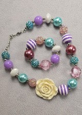 Girl's Set Of 6 Holiday Chunky Beaded Necklaces. Some W/Matching Bracelets