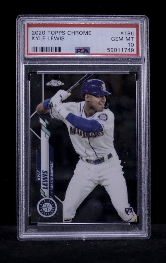 2020 Topps Chrome Kyle Lewis #186 PSA 10 Rookie White Jersey Mariners MLB