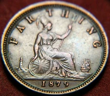3910) Great Britain Great Britain Farthing 1879 Normal 9 in VF(+) / a. XF