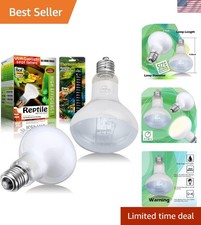 75W UVA Basking Light Bulbs for Reptiles - 2 Pack with Easy Install