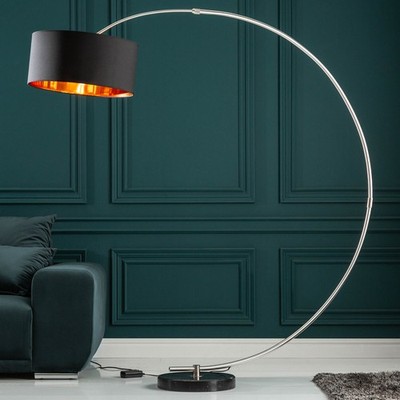 Design Bogenlampe PYTHON schwarz gold Bogenleuchte mit Dimmer Stehleuchte Lampe