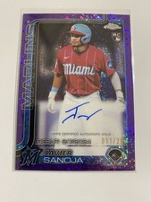 2025 Topps Chrome Update Javier Sanoja Purple Mini Diamond Auto /299
