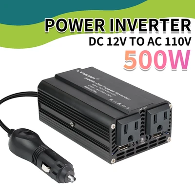 LVYUAN 500W Power Inverter DC 12V to 110V AC Car Plug Adapter Outlet Converter for Car