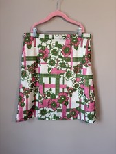 Vintage 60s Mod Floral Skort Pink Green White David Smith Pocket Shorts 10