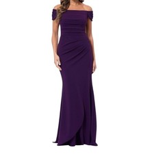 Xscape Evenings 6370X Dani Ruched Off the Shoulder Scuba Crepe Trumpet dress 14