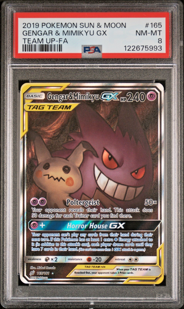 PSA 8 Gengar & Mimikyu GX 165/ 181 Pokemon Sun & Moon Team Up Alt