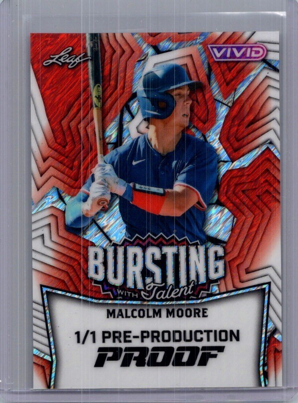 Malcolm Moore 2025 Leaf Vivid Baseball 1/1 Pre Production Proof