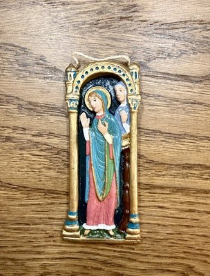 Vintage Wax Ornament Cast From Antique German Mold | Mary s Annunciation c1700
