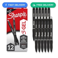 Sharpie S-Gel Gel Pens, Bold Point 1.0mm, Black Ink, Smear-Resistant, 12...