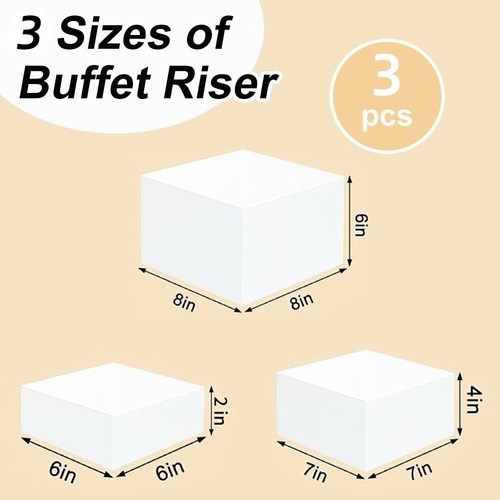 3/6pcs/set White Buffet Riser Square Cube Display Nesting Dessert Cake Box - Picture 2 of 14