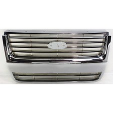 Grille For 2006-2008 Ford Explorer Chrome Shell And Insert With Emblem Provision