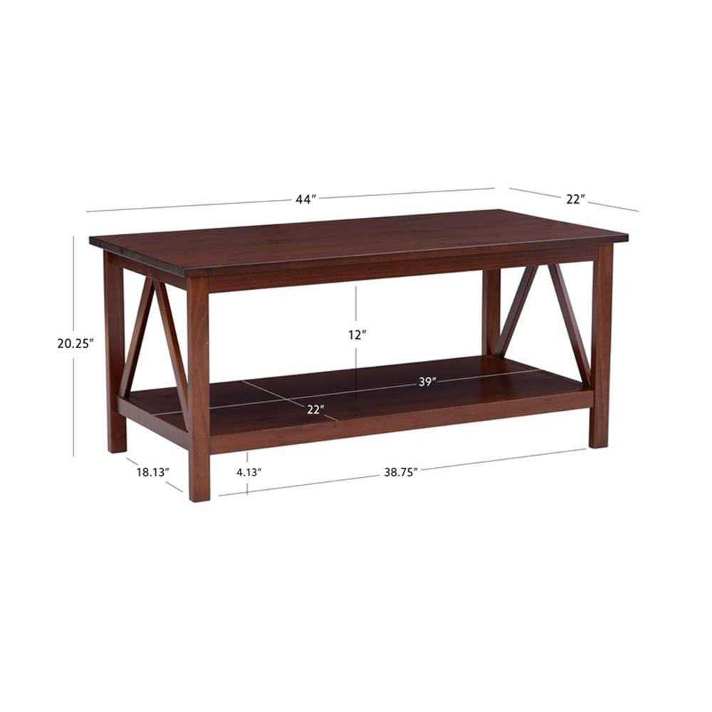 Linon Titian Pine Wood Coffee Table in Brown