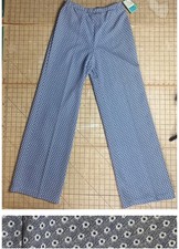 VTG 60 s Blue White Polka dot Pattern Pants Elastic Waist Sears NOS NWT MCM S