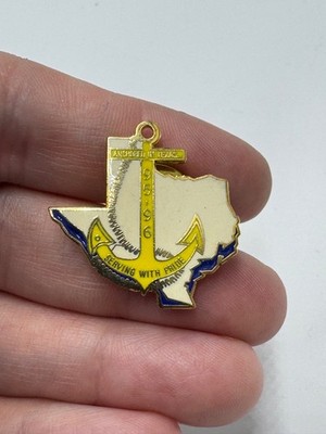 1996 VFW Auxiliary Anchored In Texas Anchor State Shape Lapel Pin