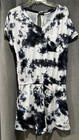 Women's Romper Short Sleeve Black and White  Tie Die Size Large  — photo 1