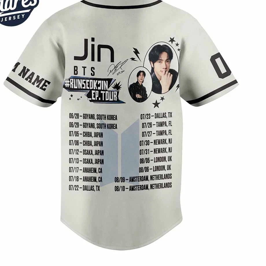 BTS jin concert tour baseball jersey kpop style