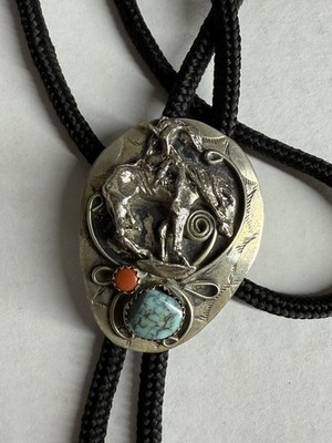 Native American TURQUOISE Horse & Rider Bolo Tie