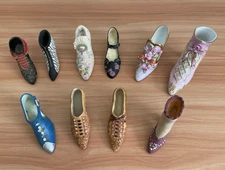 Vtg Miniature Shoe Collection 10 Pc Set Porcelain, Ceramic, Resin Mixed Brands