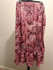 Sag Harbor Pink Floral Damask Maxi Skirt Size 12