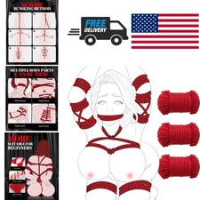 BDSM Restraint Kit for Couples Soft Cotton 10 Meter Red Bondage Rope Set