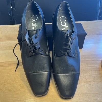 Calvin Klein Mens Bachman Diamond Embossed Black Formal 