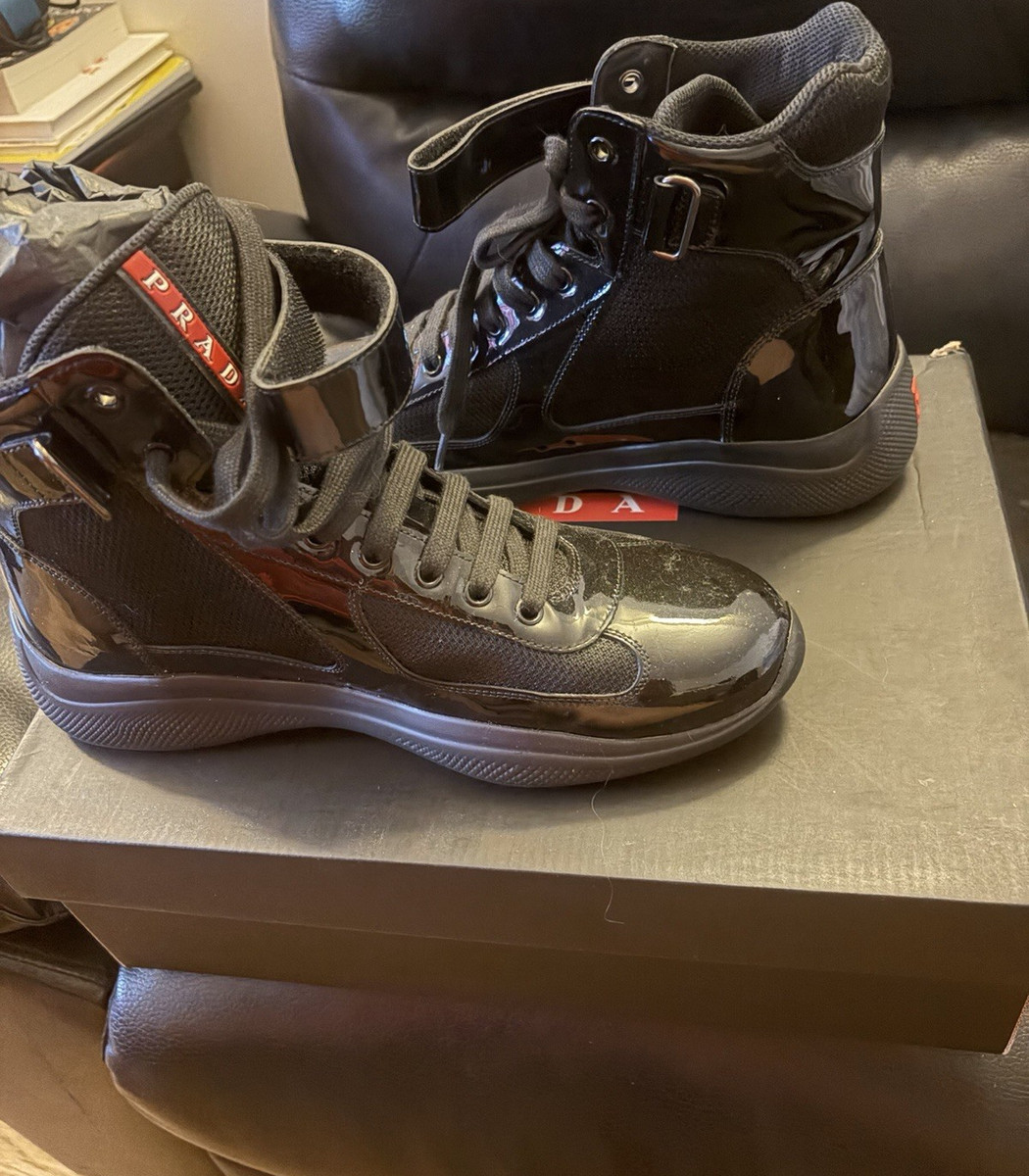 PRADA America's Cup Black High Top Men's Athletic Sneakers Lace Up