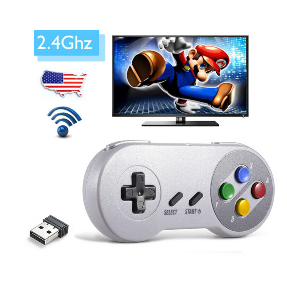 Wireless SNES Controller USB Classic Gamepad Joystick For PC MAC