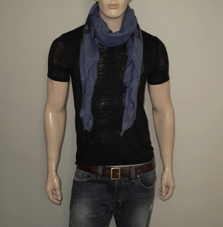 NUEVO DIESEL Bufanda Azul Jaspeado 46"x44" 100% Rayón-Viscosa Icónico Mohawk UNISEX Foto 2 de 4