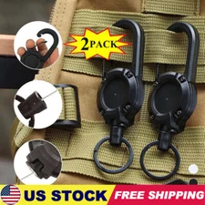 Heavy Duty Retractable Carabiner Key Chain, Badge Holder, Steel Cord Keychain