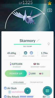 Pokemon Trade GO - Shiny Skarmory with 2nd Charged move for PVP Great League