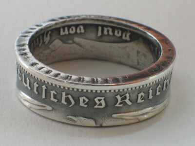 Münzring 5 Reichsmark Hindenburg 1935-36 Silber 900er Gr. 52 bis 72 Ring vintage