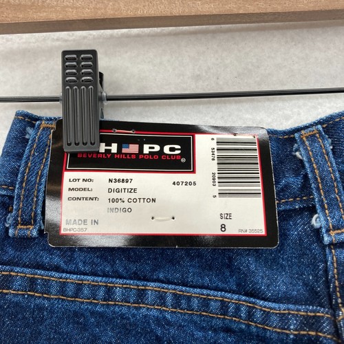 Vintage Beverly Hills Polo Club Jean Shorts Youth 8 Blue Denim Baggy Jorts NWT - Picture 11 of 12