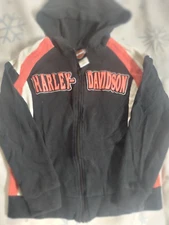 Harley Davidson Hooded Full Zip Jacket Youth Size 7/8 Free Shipping