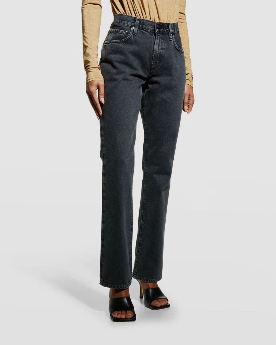 351 Goldsign Women s Black The Stratton Mid Rise Slim Bootcut Jeans Pants 28