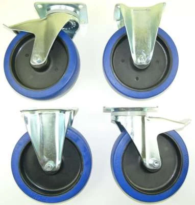 SL-ROLLEN 1 Set 200 mm SL Rollen Transportrollen Bockrollen Blue Wheels Schwerlast BREMSE