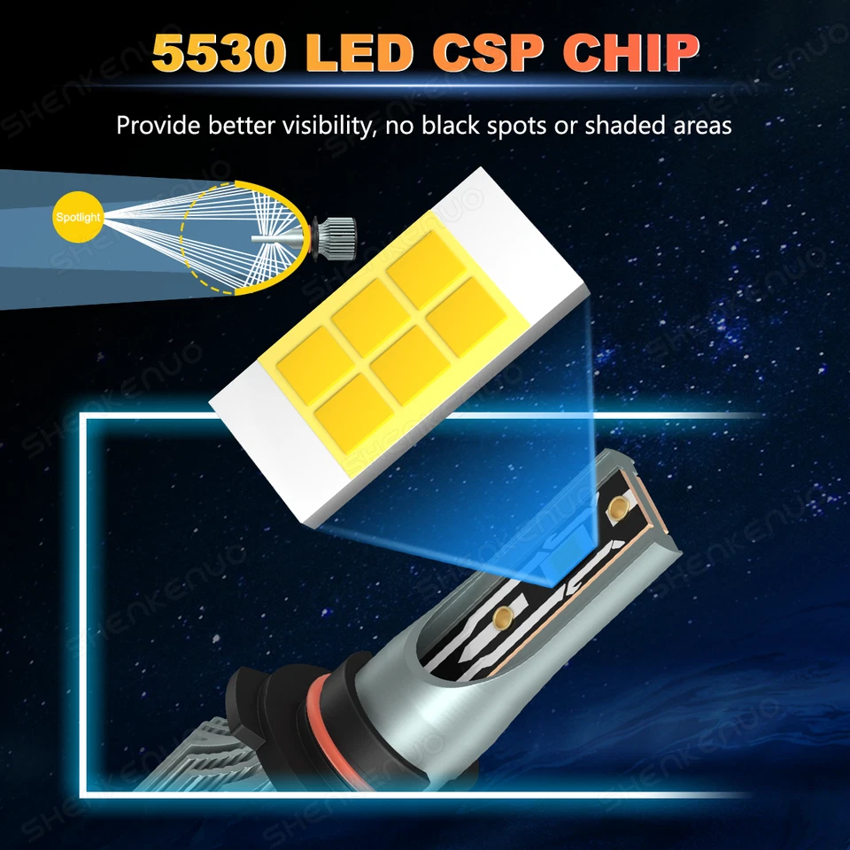 For Chrysler 300M 1998-2004 - 4X 9005 9006 LED Headlight Bulbs High Low Beam - Image 3 of 4