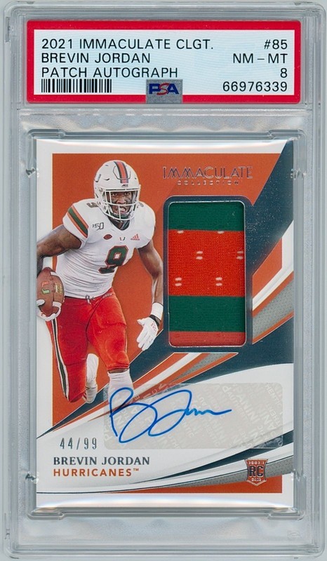 2021 Immaculate Collegiate #85 Brevin Jordan RPA Rookie Auto # /99 | PSA 8